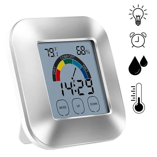 

Touch Screen LED Digital Alarm Clock Battery Response time Temperature Humidity Weather Station Office