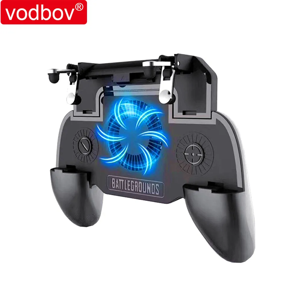 

vodbov Mobile game controller triggers L1R1 Fire shooting button gamepad joystick, Black