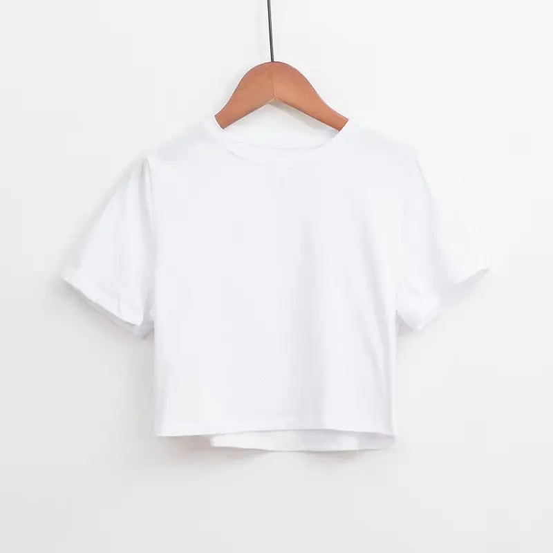 
New Arrival Spring Clothes Women Crop Top Plain t shirt with Side Splits 