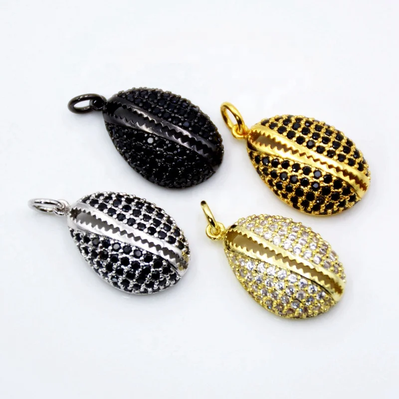 

CZ Oyster charms jewelry micro CZ pave Conch pendant Cowrie Shell beads pave Shell charms, Multi colors