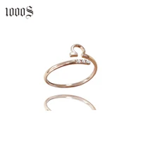 

Simple Style 18K Real Pure Gold Rose Gold Ring with Diamond for Bride