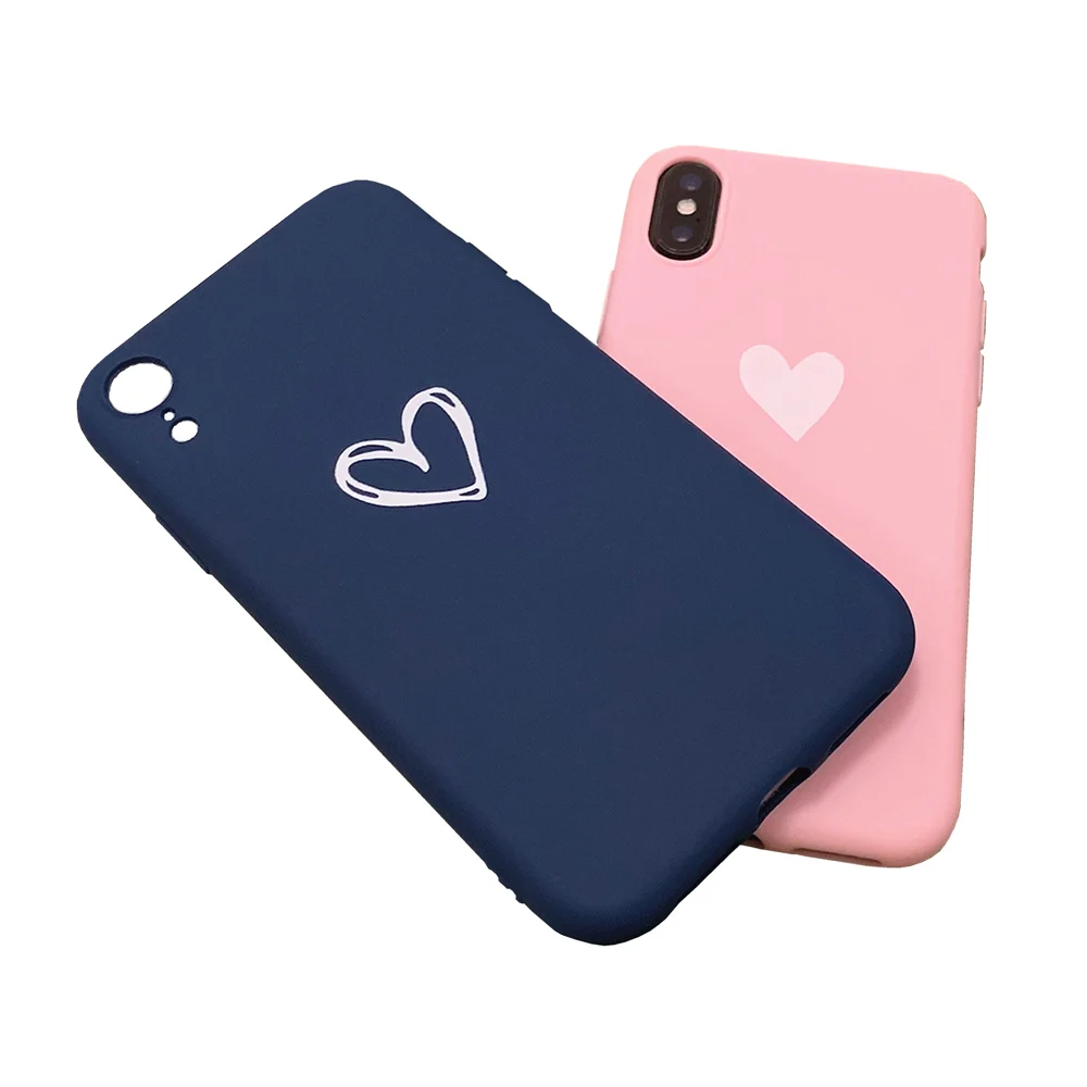 White Heart pattern Matte Soft TPU Mobile Phone Case cover For iPhone XS MAX