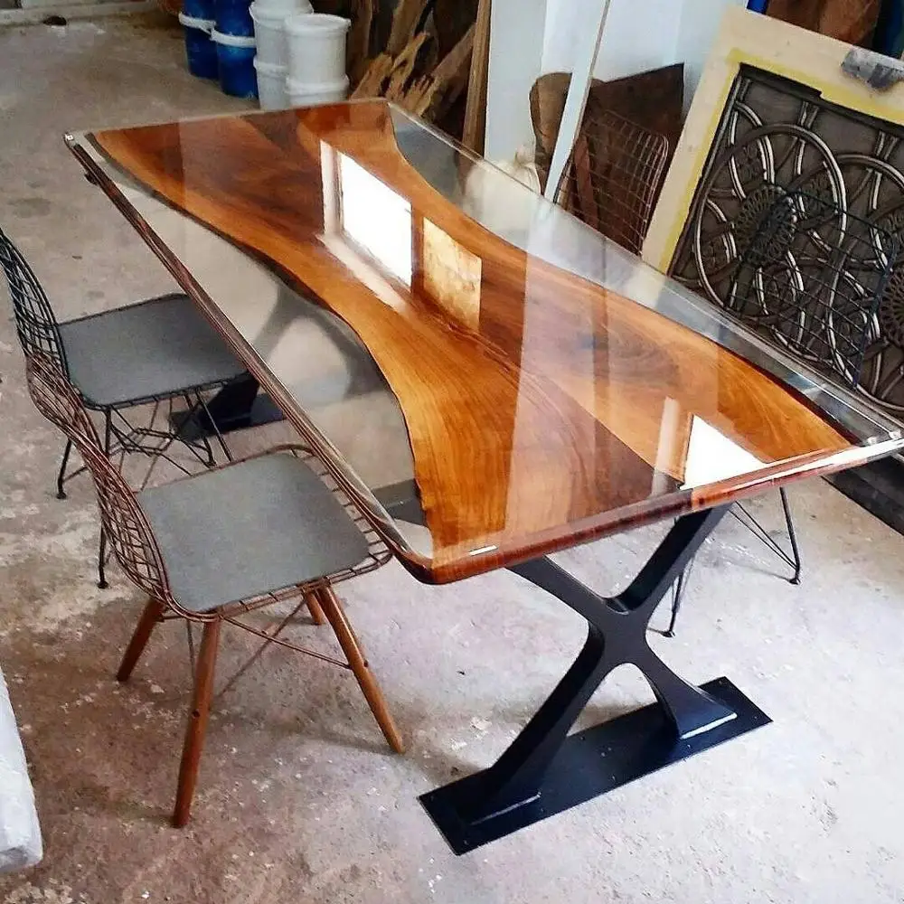 Epoxy Resin Table Of Acacia Natural Edge Solid Wood Slab Dining