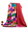 Handmade King Antique Indian Quilt -Twin Vintage Patola Silk Sari Kantha Quilt Patchwork Throws silk kantha quilted ethnic decor
