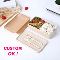 

Wheat straw lunch box set, Biodegradable bento lunch box,