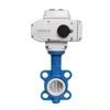 COVNA DN100 PN16 4 inch 12 Volt PTFE Lined Wafer Type Cast Iron Electric Motorized Butterfly Valve