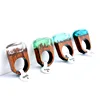 Hot Selling Winter Wood Resin Rings for Women Wooden Ring with Snow Costume Jewelry Winterfall Anniversary Gift for Christmas