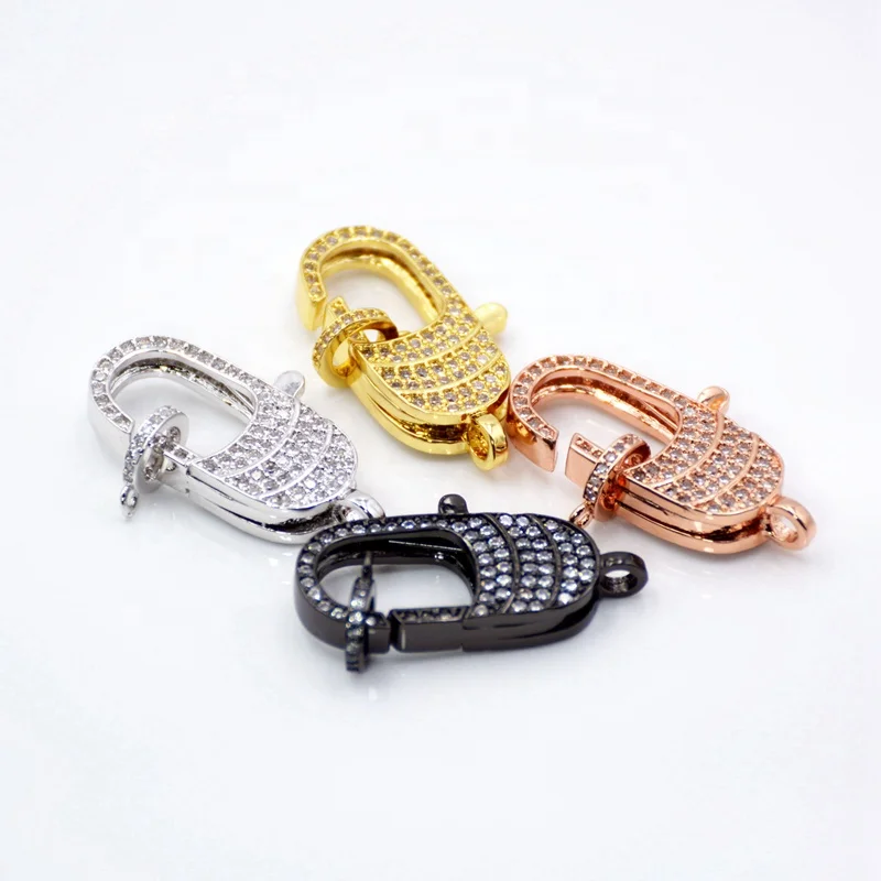 

Micro Pave CZ Clasps Jewelry Components Pave Zirconia Lobster Clasp Jewelry Findings 12 * 28 mm, Multi colors