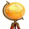Vintage Nautical Antique World Map Globe Ornament with Wooden Tripod Stand Decor
