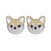 cute dog shape double sided gold plating earrings