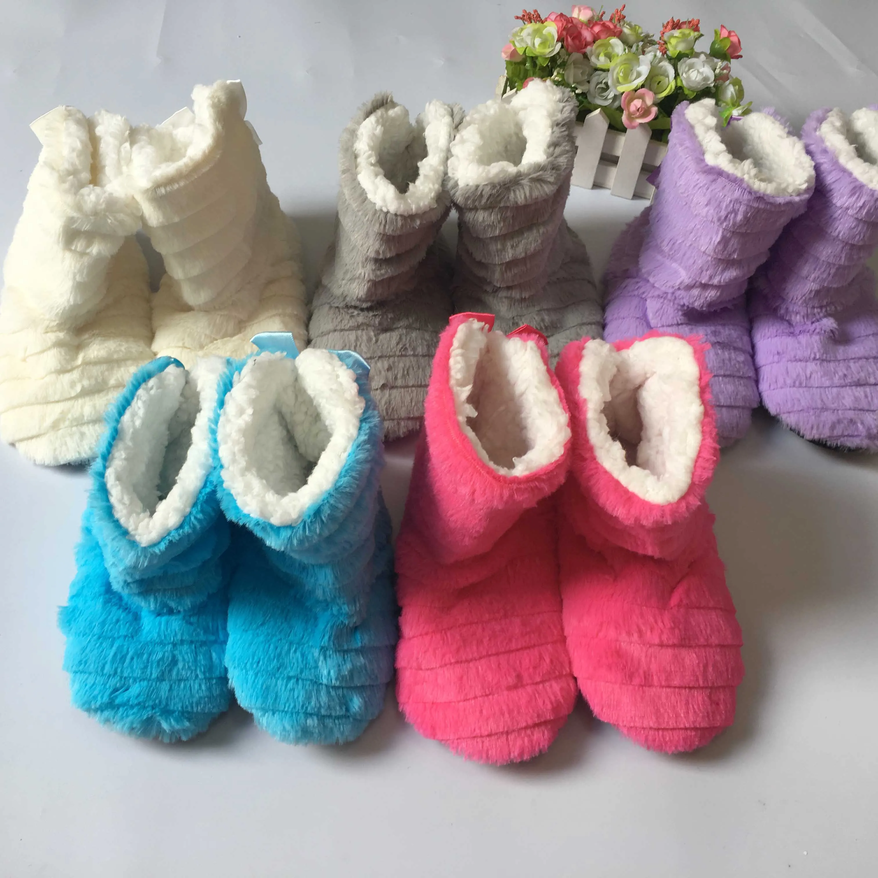 

Kids Girls Indoor Warm Fleece Slippers Winter Slip-on Bootie Non-Slip Ankle Boots Coral Velvet Winter Boots Non Slip House Shoes