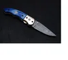 Custom handmade Damascus steel folding knife / pocket knife / color bone+copper