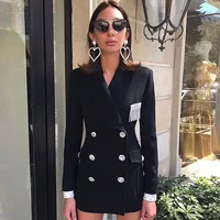 

Women bling beadings Black Blazer New Stylish Shiny Long Sleeve office fashion party formal women double-breated back jacket