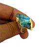 Labradorite Natural Shape Slice Gemstone Ring - Gold Plated Sterling Silver Ring