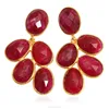 Handmade bottom price faceted egg shape 925 sterling silver gemstone ruby earring wholesaler