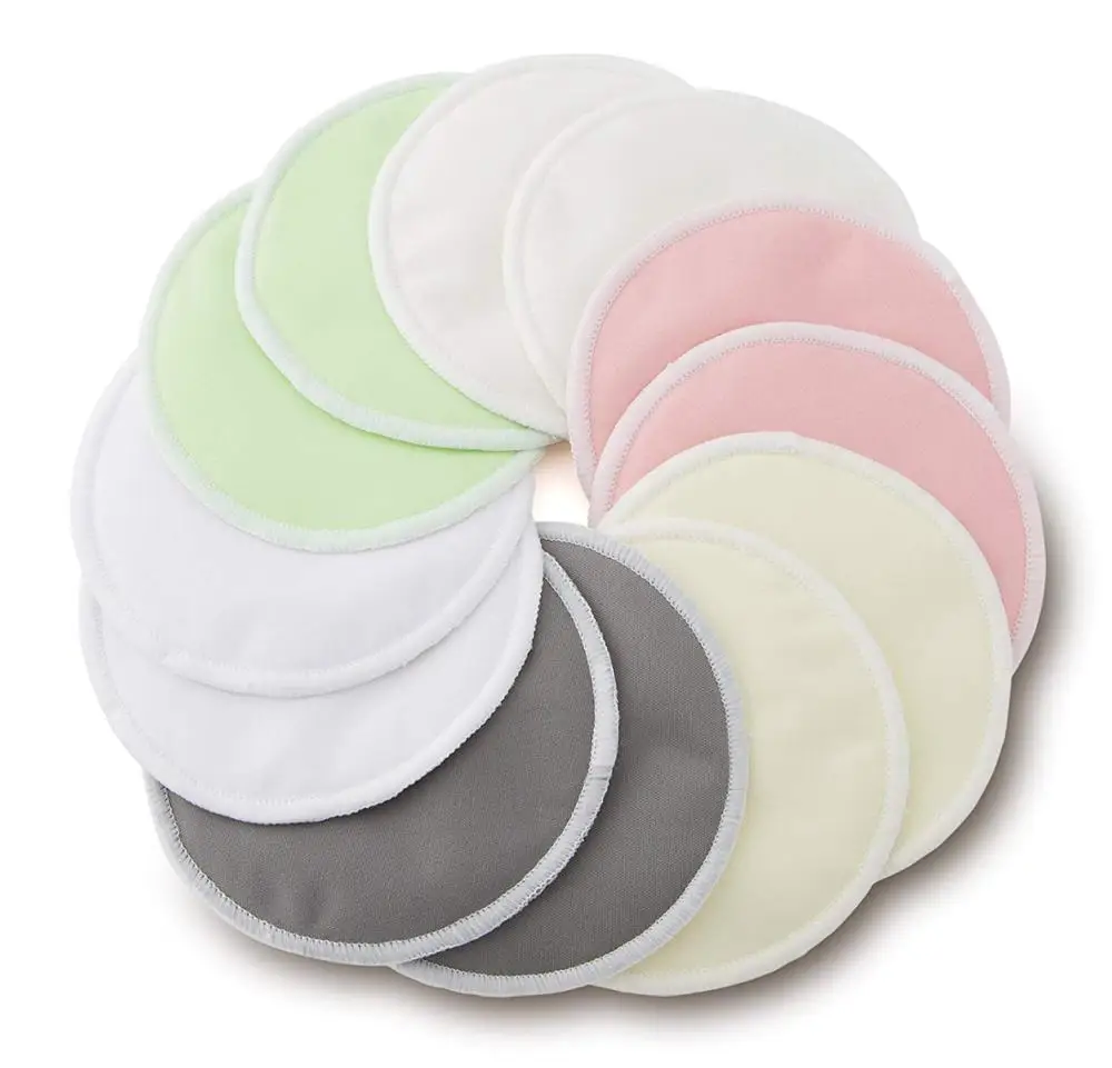 

Reusable Nursing Pads 8 Pack Leak Proof Layer Washable made from organic bamboo Plus Laundry Bag