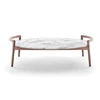 Modern round marble coffee table with wood walnut legs stone table end table furniture