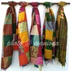 Wholesale patchwork vintage sari reversible kantha scarf indian silk kantha scarves
