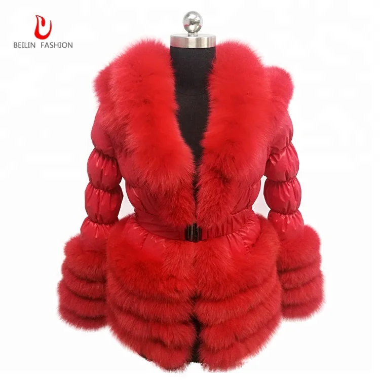 new Fashion winter women red four rows Real Fox Fur puffer jacket, As photo
new Fashion winter women red four rows Real Fox Fur puffer jacket, As photo