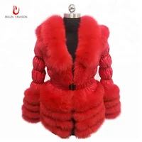 

new Fashion winter women red four rows Real Fox Fur puffer jacket