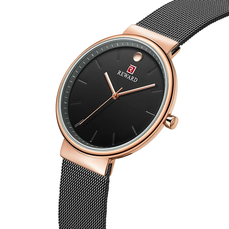 

men quartz watch Steel mesh strap minimalist watch