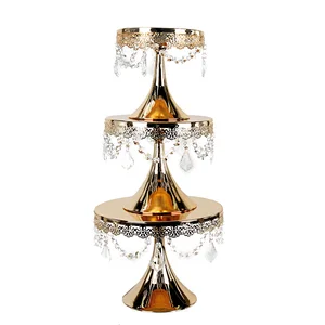 Image of Custom Acrylic/Crystal Birthday Cake Holder Metal Wedding Cupcake Dessert Plate Wholesale Cake Stand Set