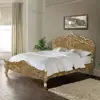 Bed Rococo , hand carving Made from solid Mahogany wood Gold color
