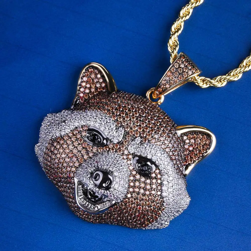 

KRKC&CO 14K Iced out Diamond Pendant Rocket Raccoon Pendant Men Hip Hop Jewelry for amazon/ebay/wish online store for Wholesale