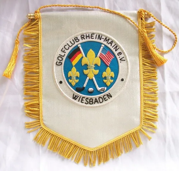 Golf Club Hand Embroidery Banner Pennant With Brass Pole Buy
