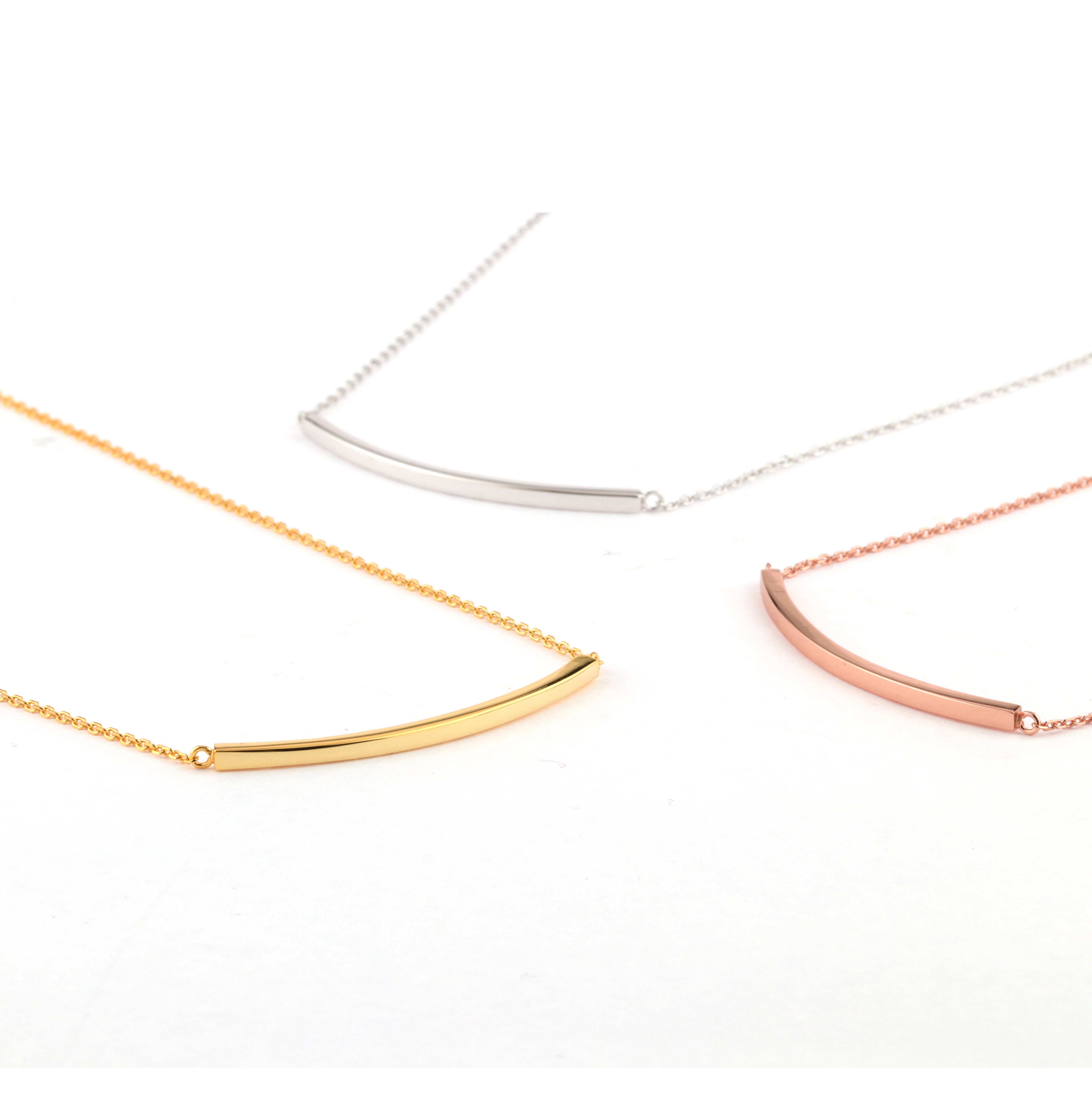 925 sterling silver Curved Bar necklace 925 cadmium free silver simple necklace rose gold plated Necklace Jewellery for Women