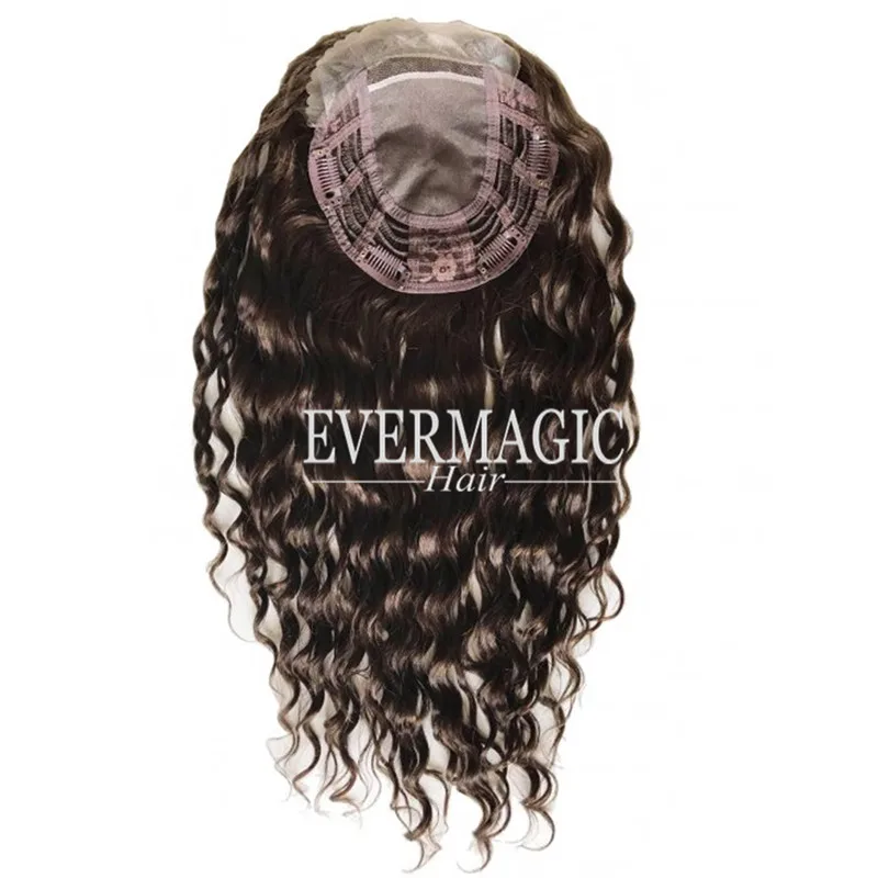 

Fashion #33 Wavy SilkTop Lace Front With Human Hair Weft Toppers for Women Hair Fringe Replacement