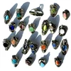 Stone Rings with Murano Cat Eye Glass and Natural Agate Piedra Gemstones Ajustable Peruvian Jewelry