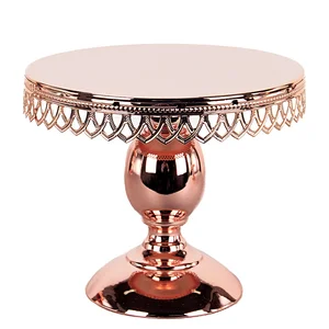 Image of Single Tier Metal Plate Home Apply Cakestand Iron Wedding Cake Holding Rack Rose Gold Cupcake Stand