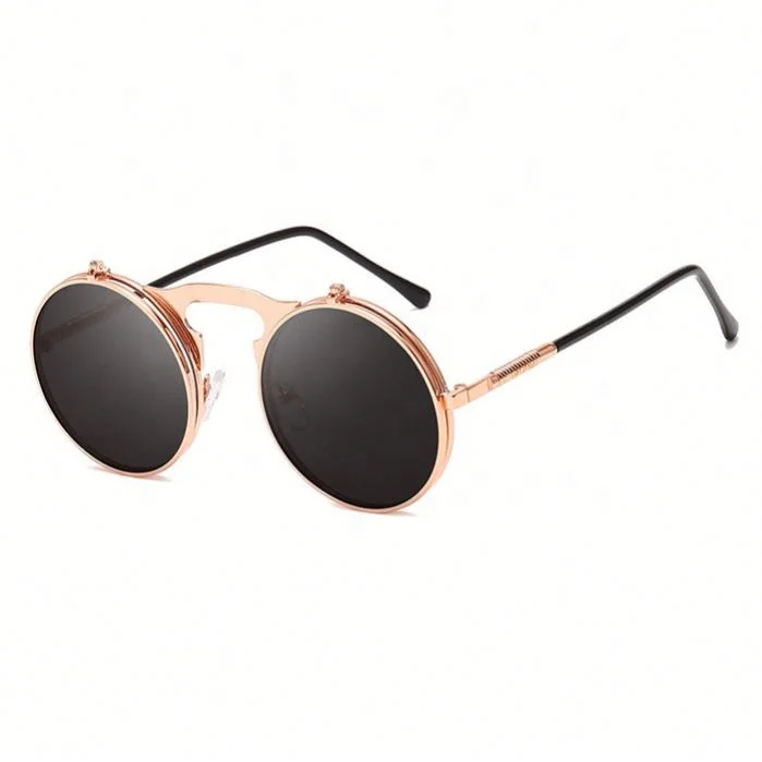 

New Arrival Fashion Round Steampunk Flip Up Sunglasses