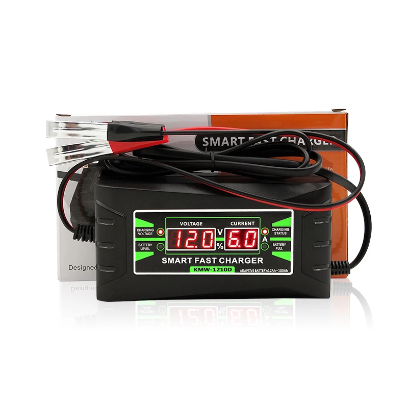 

Digital Display 6A 12 Volt Smart Car Automatic Battery Charger, Black