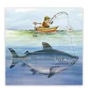 Realistic underwater scene 3d lenticular hanging picture of cartoon fish