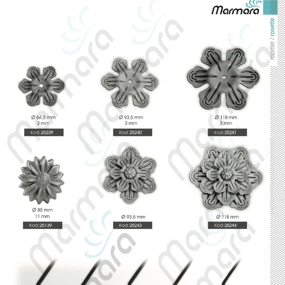 
Rosette Decorative Wrought Iron Rosette forged flower Gate Ornaments Turkish Made Component - Marmara 