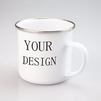 

Most Popular Wholesale Enamel Metal Cup With Black Rim Custom Print Wholesale Best Price