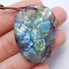 Stone Carving Pendant Butterfly Patterns Labradorite Wholesale Real Gemstone Polished Jewelry 37x28x7mm 11.4g