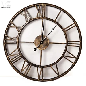 Image of wholesale vintage style european design Brass round metal arms quartz rustic metal wall clock