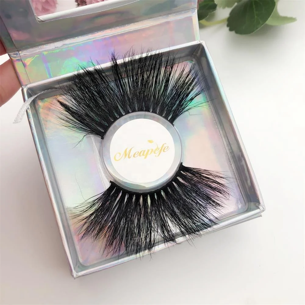 Wholesale Individual Private Label Natural black Color 27mm 30mm 100% Real 3D 5D Mink Fur eyelashes