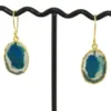 Jewelry Wholesale Suppliers in India Natural Blue Agate Slice Earring 24k Gold Plated Earring