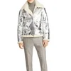 metallic bomber jacket is crafted genuine leather designed for warmth and style