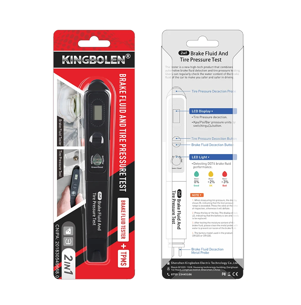 

Newest Brake Fluid Oil Tester and Tire Pressure TPMS Tester Pen 2in 1 Brake Fluid Tester and Digital Tire Pressure Gauge 2in1 9W