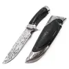 Handmade hunting knife with stag horn handle fixed blade & folding knife with leather sheath