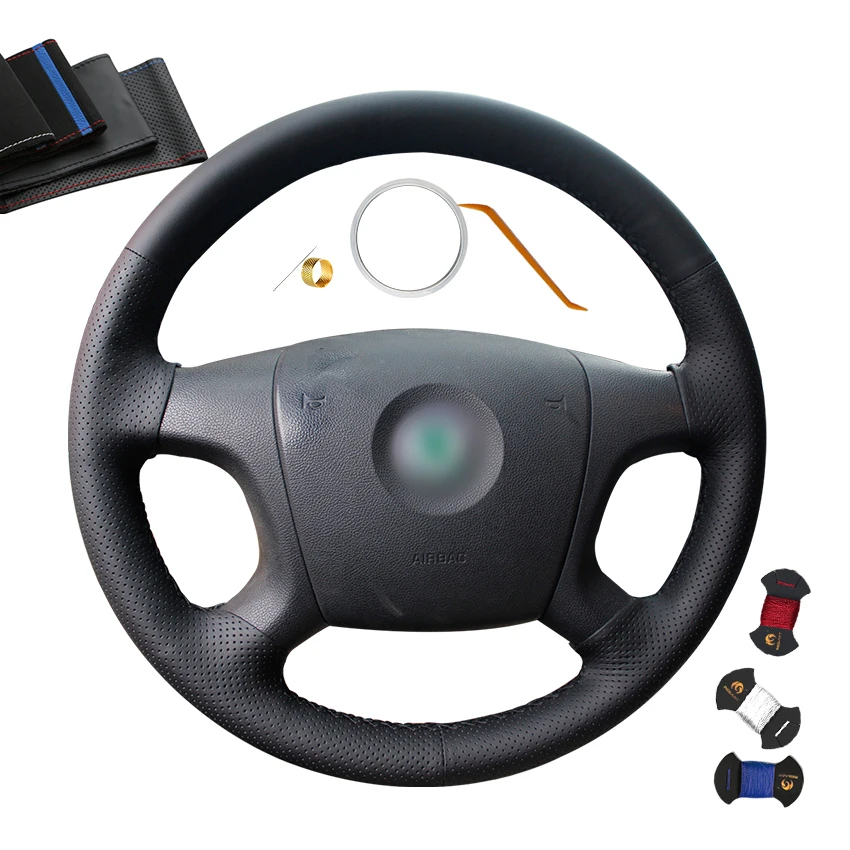 

Wholesale Genuine Leather Black DIY Customized Steering Wheel Cover For Skoda Fabia 2005 2006 2007 2008 2009 2010