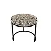 Bone inlay round coffee table with iron stand