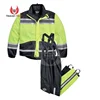 Elasticable Long Pant With Reflective Silver Stripes Rain Suit 100% Nylon Shell With Mesh Lining Double Storm-Flap Zipper