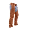 Brown Real Leather Chaps Mens Motorcycle Leather Chaps Trouser Pants Jeans Biker Chaps