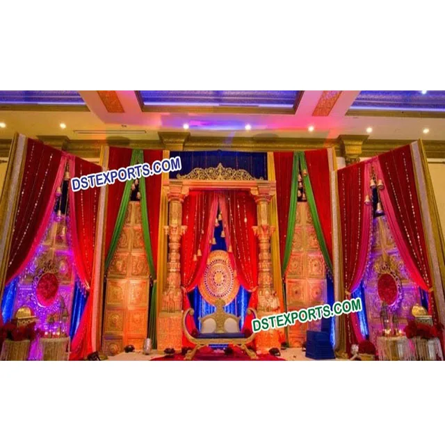 Royal Indian Wedding Stage Decoration Wedding Round Backdrop Panel